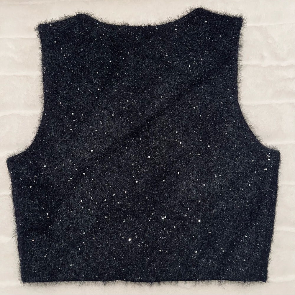 NWT Sandro Michou Sequined Tweed Cropped Sweater Vest - Picture 7 of 11